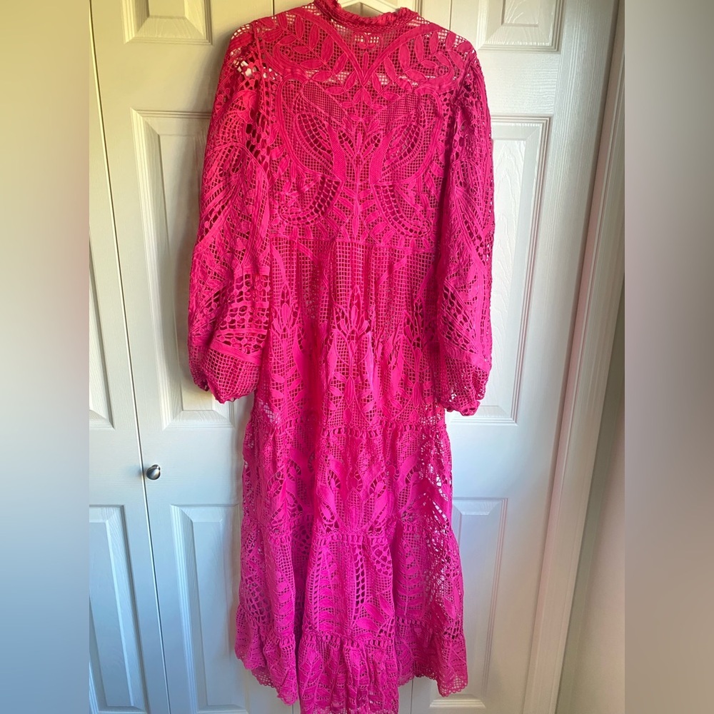 New Farm Rio Pink Guipire Eyelet Maxi Dress - Picture 10 of 14